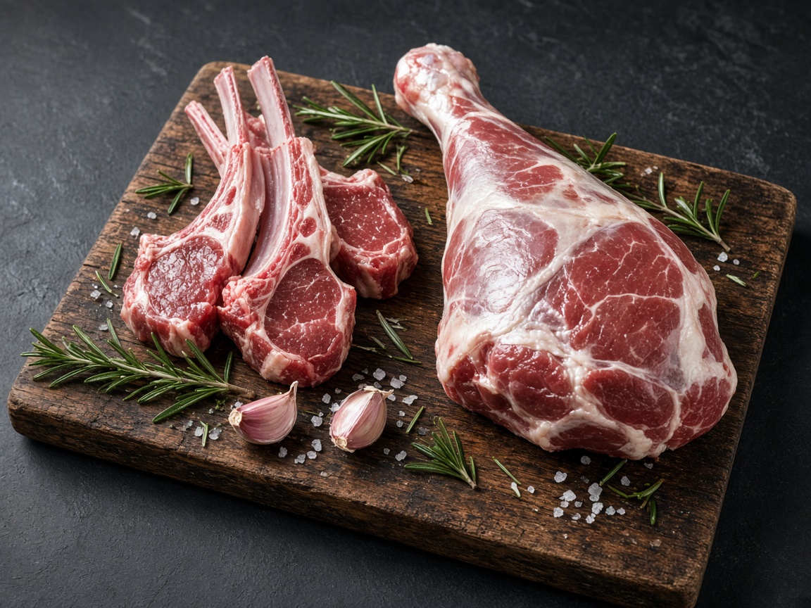 Costillas y pierna de cordero